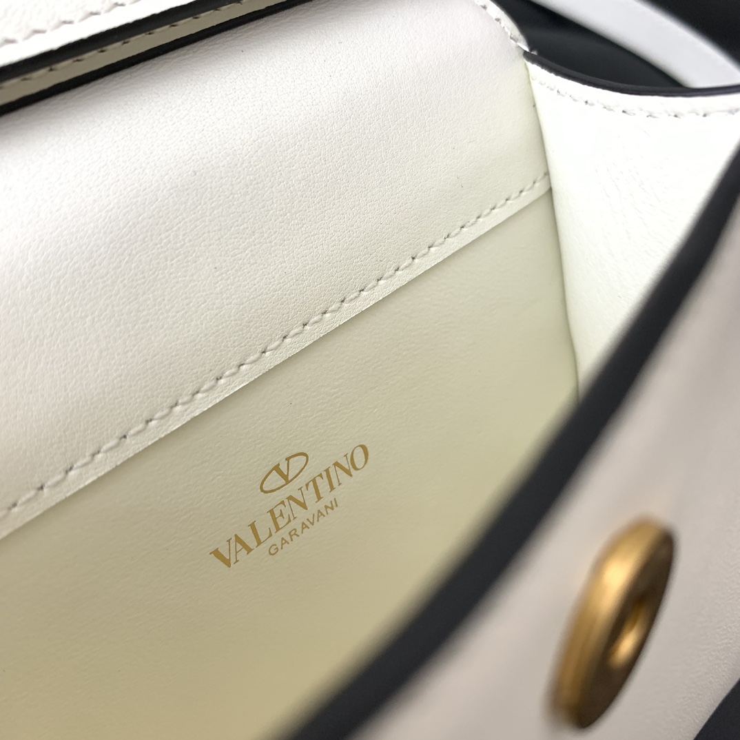 Valentino Garavani Vsling Micro Handbag in Ivory Grainy Calfskin Leather 